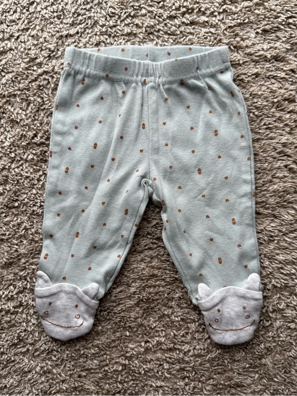 Just One You by Carter’s NB Footed Bear Pants Mint Green Polka Dot Newborn